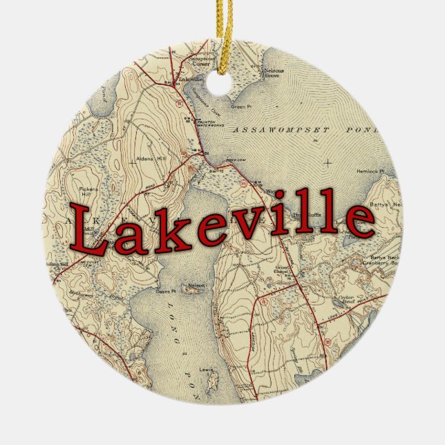 Lakeville Massachusetts Old Map Ceramic Ornament (Front)