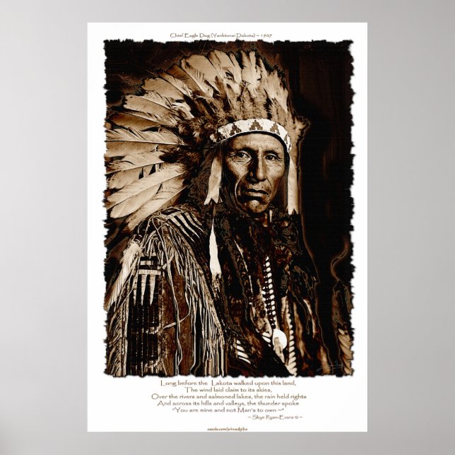 Lakota Chieftain Art & Native American Poem Poster (Front)