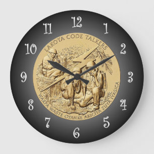 Lakota Code Talkers Bronze Medal ~ Large Clock