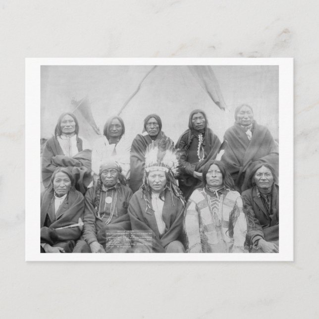 Lakota Indian Chiefs who Met General Miles to En Postcard (Front)