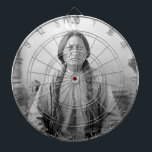 Lakota Leader Sitting Bull Native American Indian  Dartboard<br><div class="desc">The iron horse screeched to a halt, spewing steam into the unfamiliar D.C. air. Sitting Bull, his weathered face etched with the wisdom of a hundred battles, stepped off, his beaded buckskins a stark contrast to the starched suits bustling around him. Though years of confinement at Fort Randall had dimmed...</div>