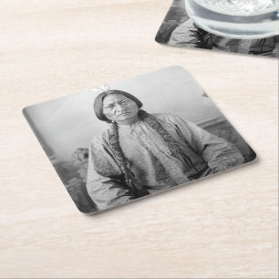 Lakota Leader Sitting Bull Native American Indian  Square Paper Coaster