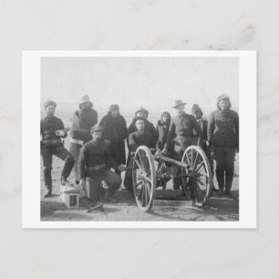 Lakota Scouts and White Soldiers Posed Behind Postcard
