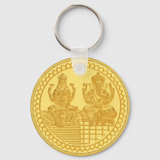 LAKSHMI AND GANESH GOLD COIN DESIGN KEY RING (Front)