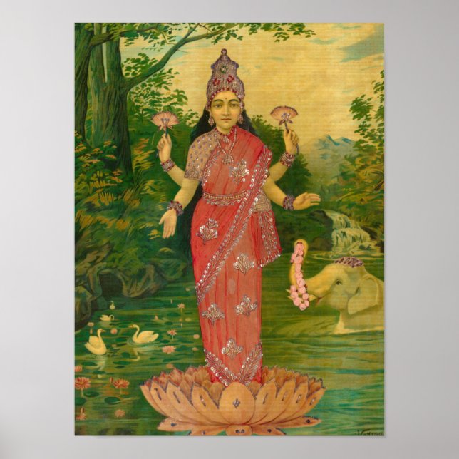 Lakshmi by Raja Ravi Varma Poster (Front)