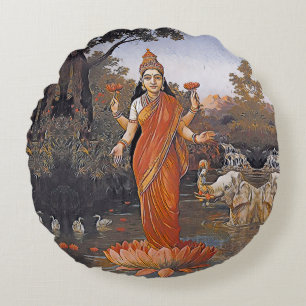LAKSHMI goddess - even large images - Round Cushion