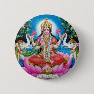 Lakshmi Goddess of Love, Prosperity, and Wealth 6 Cm Round Badge