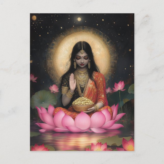 Lakshmi Goddess Of Wealth And Good Fortune Postcard (Front)