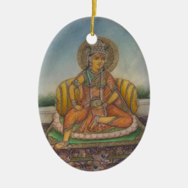 Lakshmi Goddess of Wealth Fortune and Prosperity Ceramic Ornament (Front)