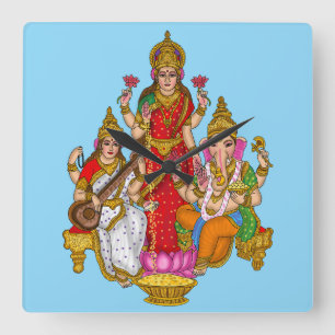Lakshmi Saraswati Ganesha Wall Clock