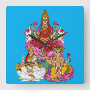 Lakshmi Saraswati Ganesha Wall Clock