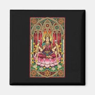 Lakshmi Wealth Goddess Stained Gl Hinduism Mytholo Magnet