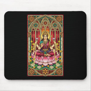 Lakshmi Wealth Goddess Stained Gl Hinduism Mytholo Mouse Pad
