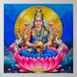 Lakshmi with a Kalasha by S Murugakanni Poster