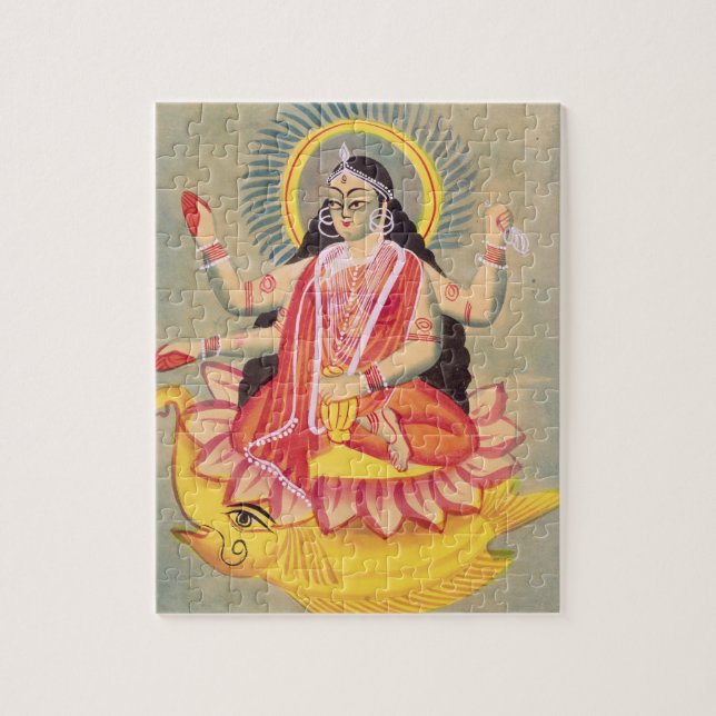 Laksmi sitting on a throne of lotus leaves, c.1890 jigsaw puzzle (Vertical)