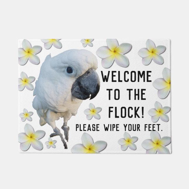 Lala The Cockatoo Welcome to the Flock Doormat (Front)