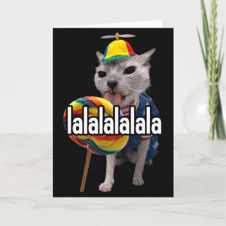 Lalalala Funny Silly Cat With Lollipop Meme Men Wo Card