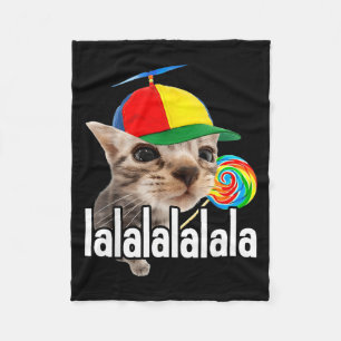 Lalalala Funny Silly Cat With Lollipop Meme Men Wo Fleece Blanket