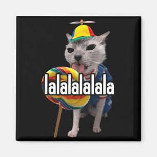 Lalalala Funny Silly Cat With Lollipop Meme Men Wo Magnet