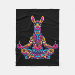 Lama Alpaca Meditating Trippy Psychedelic Funny Yo Fleece Blanket