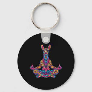 Lama Alpaca Meditating Trippy Psychedelic Funny Yo Key Ring