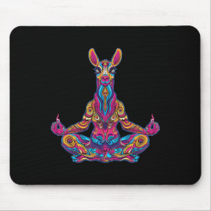 Lama Alpaca Meditating Trippy Psychedelic Funny Yo Mouse Pad