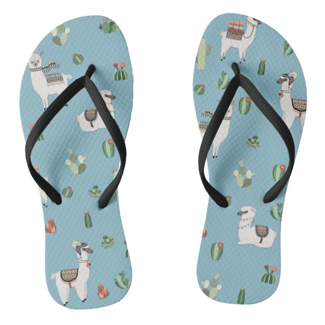 Lama and cactus pattern thongs (Footbed)