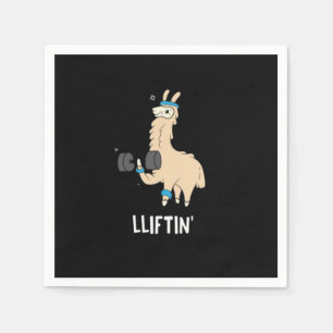 Lama in the gym - lifting weights napkin