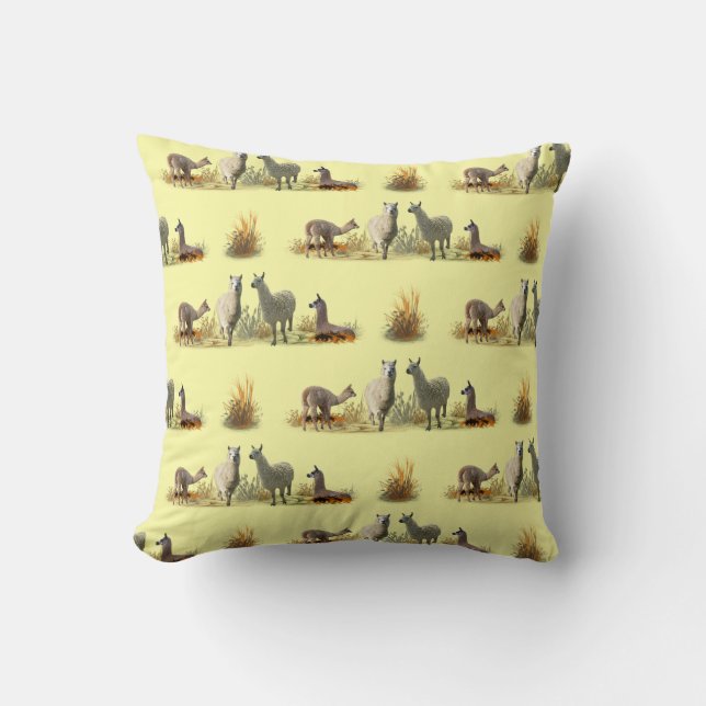 Lama Meadow Pillow (Light Yellow) (Front)