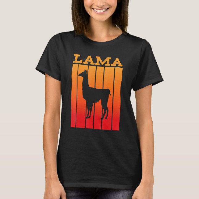 Lama Shadow Silhouette At Sunset T-Shirt (Front)