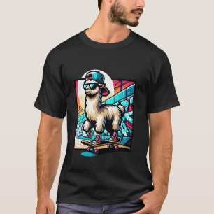 Lama with Skateboard and Cool Sunglasses T-Shirt