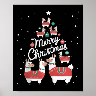 Lama Xmas Tree Llamas Christmas Tree Poster