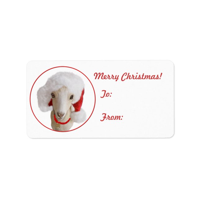 LaMancha Goat Christmas Gift Tag Sticker (Front)