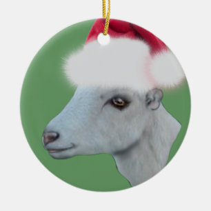 LaMancha Goat Santa Hat Christmas Ornament