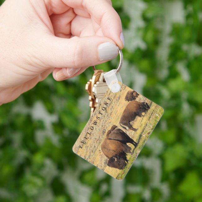 Lamar Valley Bison Yellowstone National Park Key Ring (Hand)