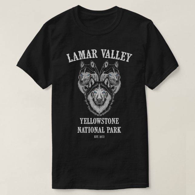 Lamar Valley Pack of Wolves Yellowstone National P T-Shirt (Design Front)