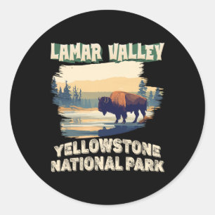 Lamar Valley Yellowstone National Park Bison Hikin Classic Round Sticker