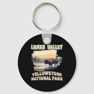 Lamar Valley Yellowstone National Park Bison Hikin Key Ring