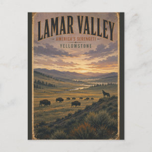 Lamar Valley Yellowstone Vintage Wildlife Travel Postcard