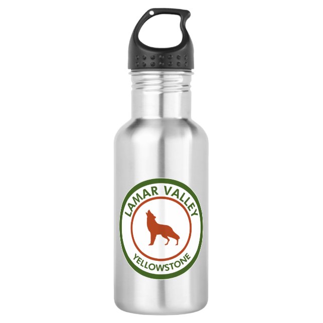 Lamar Valley Yellowstone Wolf 532 Ml Water Bottle (Front)