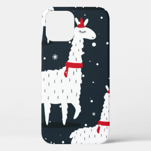 Lamas, hand drawn backdrop. Colorful seamless patt iPhone 12 Case