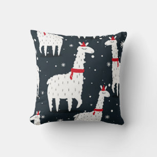 Lamas, hand drawn backdrop. Colourful seamless pat Cushion
