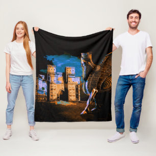 Lamassu and Ishtar Gate Fleece Blanket