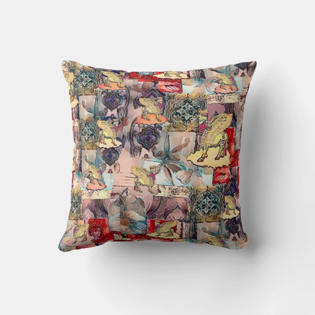 Lamassu Art Throw Pillow (Back)