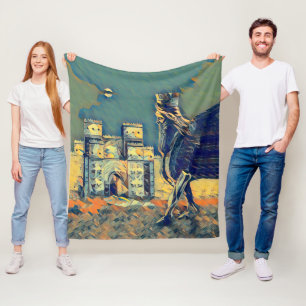 Lamassu Ishtar Gate Artwork Fleece Blanket, Small Blanket