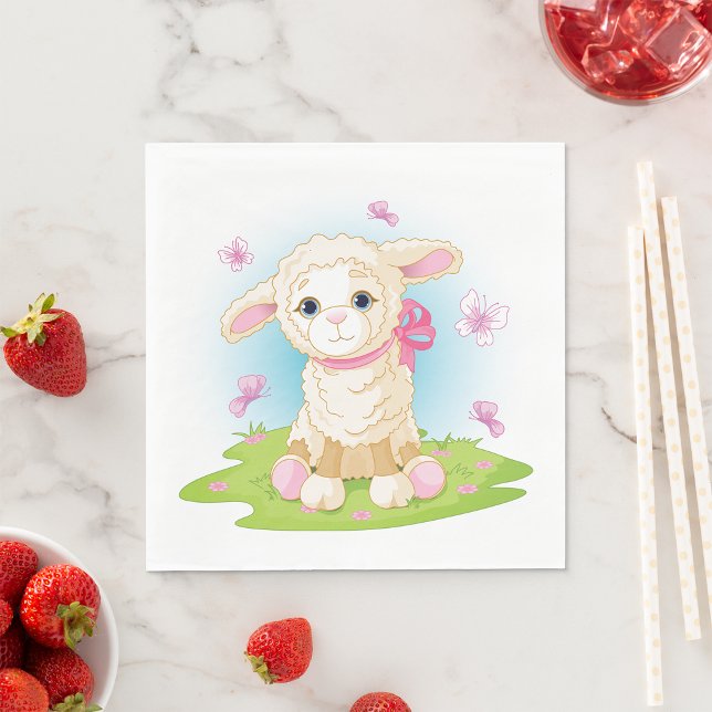 Lamb And Butterflies Napkin (Creator Uploaded)