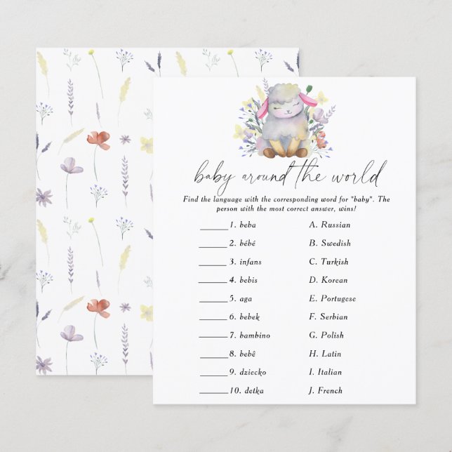 Lamb - Baby around the World game (Front/Back)