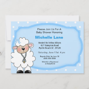 Lamb   Baby Boy Shower Invitations