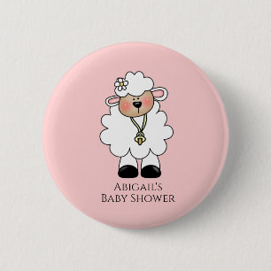 Lamb Baby Shower Favour 6 Cm Round Badge