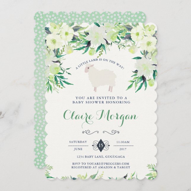 Lamb Baby Shower Invitation (Front/Back)